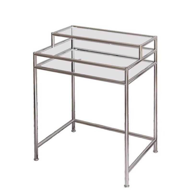 Contemporary Industrial Rectangular Stainless Steel Glass Makeup Vanity 3-Tier For Bedroom