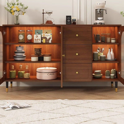 Traditional Japanese Rectangular Medium Density Fiberboard Solid Wood Rattan Storage Cabinet 4-Tier For Living Room