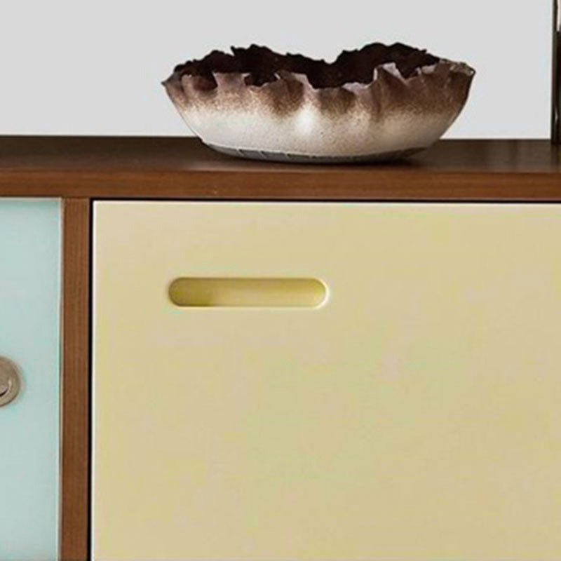 Meuble de rangement contemporain scandinave rectangulaire en bois massif, panneau de fibres à densité moyenne et acier inoxydable, à 2 tiroirs pour salon 