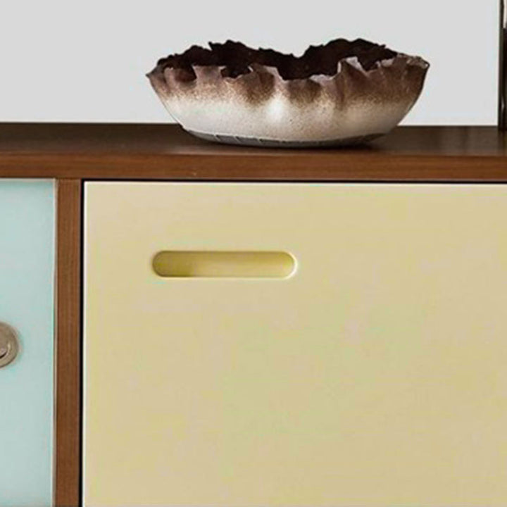 Meuble de rangement contemporain scandinave rectangulaire en bois massif, panneau de fibres à densité moyenne et acier inoxydable, à 2 tiroirs pour salon 