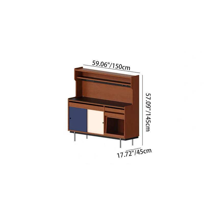 Contemporary Scandinavian Rectangular Stone Slab Solid Wood Multi-layer Plate Stainless Steel Storage Cabinet 2-Drawer For Living Room