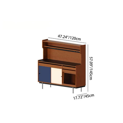 Contemporary Scandinavian Rectangular Stone Slab Solid Wood Multi-layer Plate Stainless Steel Storage Cabinet 2-Drawer For Living Room