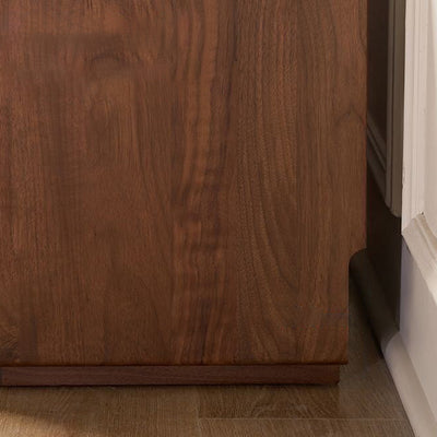 Contemporary Scandinavian Rectangular Stone Slab Solid Wood Nightstand 2-Drawer For Bedroom
