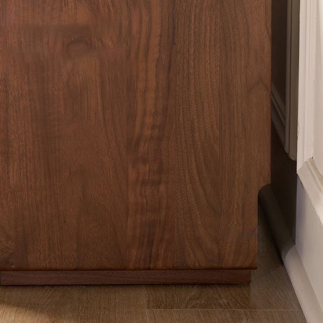 Contemporary Scandinavian Rectangular Stone Slab Solid Wood Nightstand 2-Drawer For Bedroom