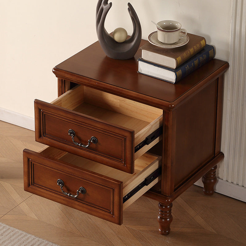 Modern Minimalist Rectangular Solid Wood Nightstand 2-Drawer For Bedroom