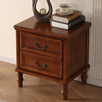 Modern Minimalist Rectangular Solid Wood Nightstand 2-Drawer For Bedroom