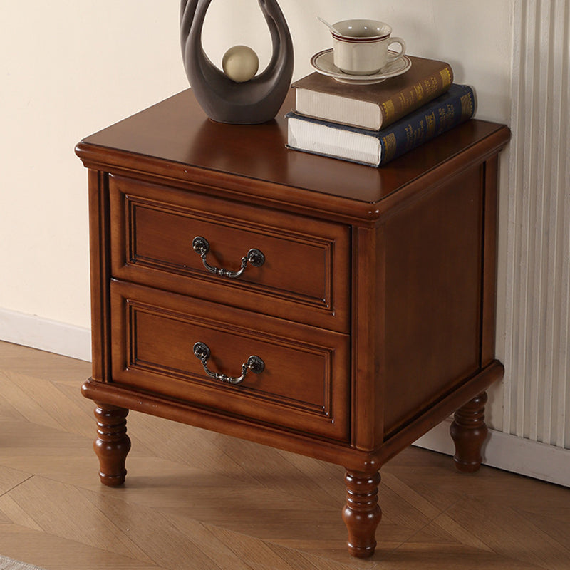 Modern Minimalist Rectangular Solid Wood Nightstand 2-Drawer For Bedroom