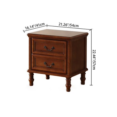 Modern Minimalist Rectangular Solid Wood Nightstand 2-Drawer For Bedroom