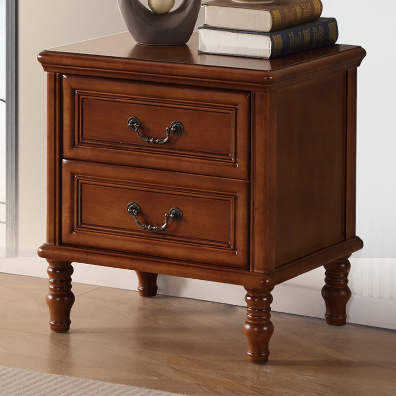 Modern Minimalist Rectangular Solid Wood Nightstand 2-Drawer For Bedroom