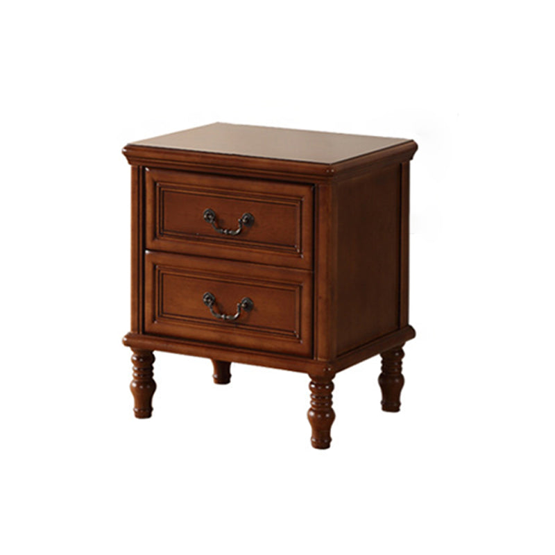 Modern Minimalist Rectangular Solid Wood Nightstand 2-Drawer For Bedroom