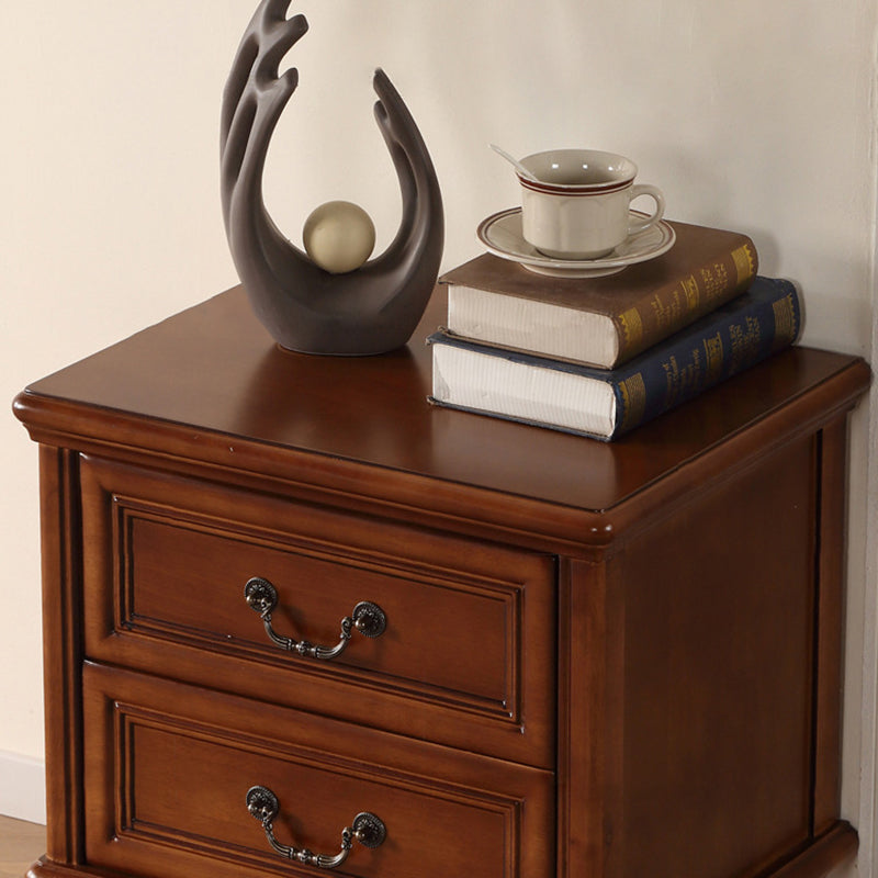 Modern Minimalist Rectangular Solid Wood Nightstand 2-Drawer For Bedroom