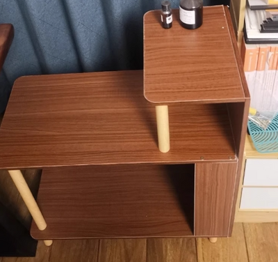 Moderner minimalistischer rechteckiger Massivholz-Paneel-Beistelltisch 3-stufig für das Schlafzimmer 