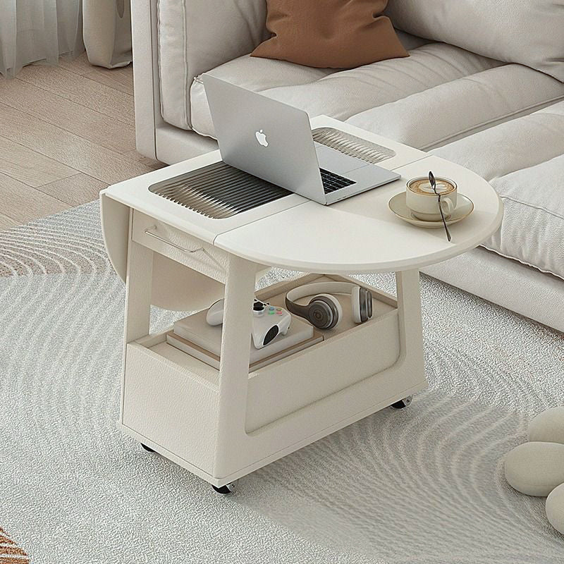 Moderner minimalistischer klappbarer rechteckiger Couchtisch aus Sperrholz und Glas, abnehmbar, 2-stöckig, für das Wohnzimmer 
