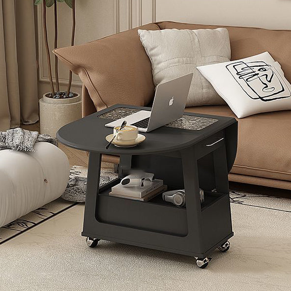 Moderner minimalistischer klappbarer rechteckiger Couchtisch aus Sperrholz und Glas, abnehmbar, 2-stöckig, für das Wohnzimmer 