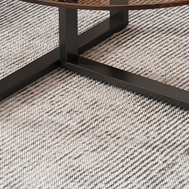 Table basse moderne minimaliste avec dessus en verre et cadre en fer rond à 2 niveaux pour salon 