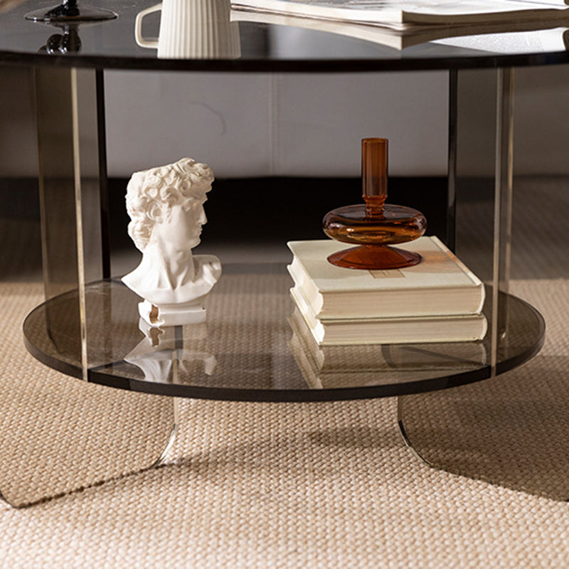 Moderner minimalistischer runder Couchtisch aus Acryl mit 2 Ebenen für das Wohnzimmer 