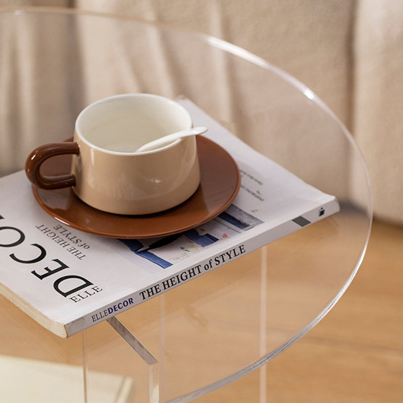 Moderner minimalistischer runder Couchtisch aus Acryl mit 2 Ebenen für das Wohnzimmer 