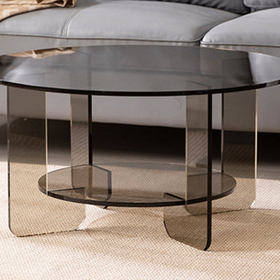 Moderner minimalistischer runder Couchtisch aus Acryl mit 2 Ebenen für das Wohnzimmer 