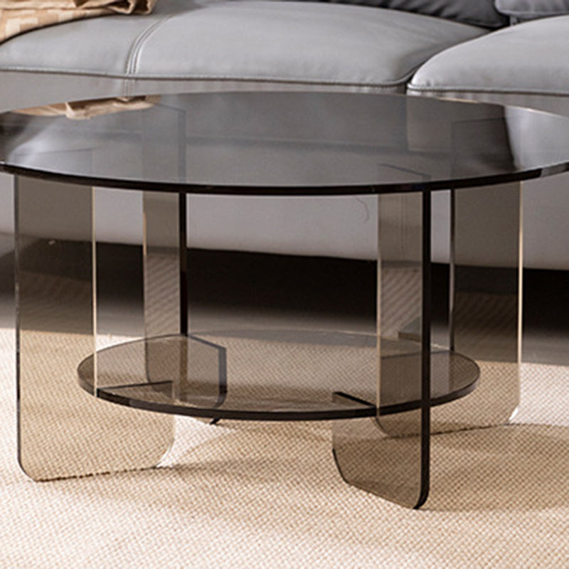 Moderner minimalistischer runder Couchtisch aus Acryl mit 2 Ebenen für das Wohnzimmer 