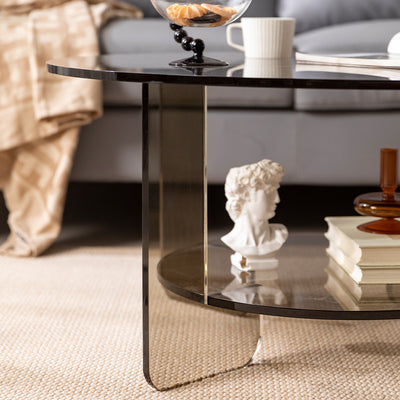 Moderner minimalistischer runder Couchtisch aus Acryl mit 2 Ebenen für das Wohnzimmer 