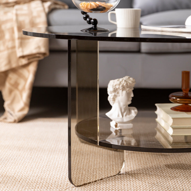 Moderner minimalistischer runder Couchtisch aus Acryl mit 2 Ebenen für das Wohnzimmer 