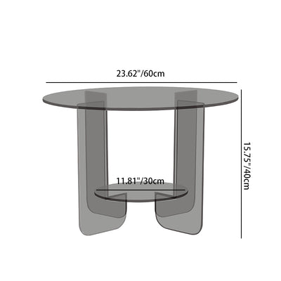 Moderner minimalistischer runder Couchtisch aus Acryl mit 2 Ebenen für das Wohnzimmer 