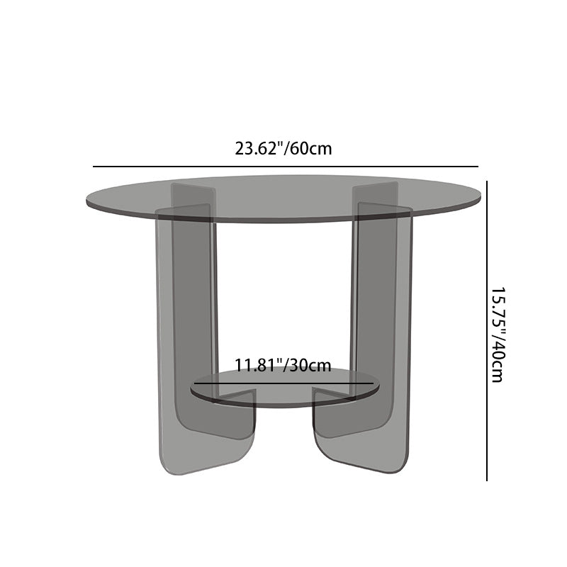 Moderner minimalistischer runder Couchtisch aus Acryl mit 2 Ebenen für das Wohnzimmer 