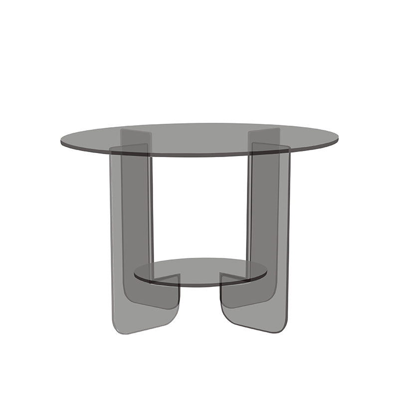 Moderner minimalistischer runder Couchtisch aus Acryl mit 2 Ebenen für das Wohnzimmer 