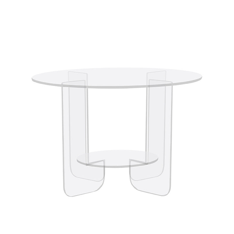 Moderner minimalistischer runder Couchtisch aus Acryl mit 2 Ebenen für das Wohnzimmer 