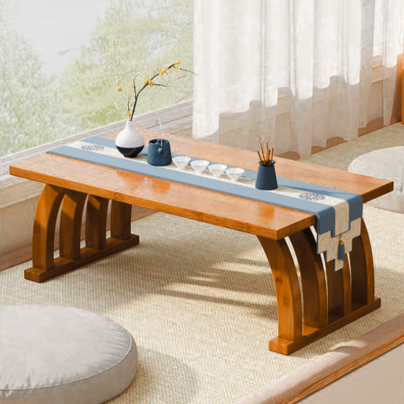 Mesa de centro rectangular curva de bambú de estilo chino tradicional para sala de estar 