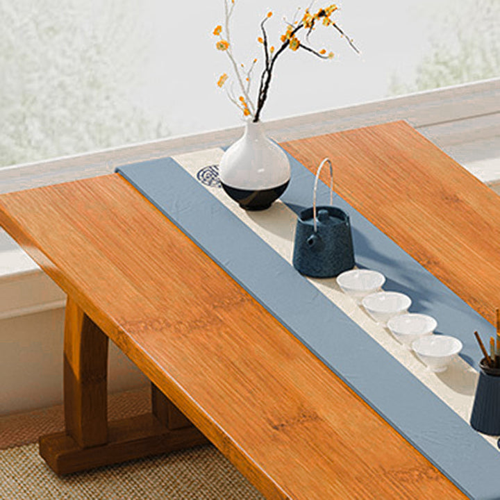 Mesa de centro rectangular curva de bambú de estilo chino tradicional para sala de estar 