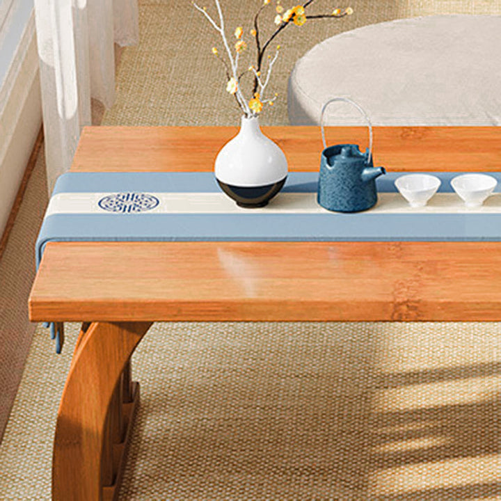 Mesa de centro rectangular curva de bambú de estilo chino tradicional para sala de estar 