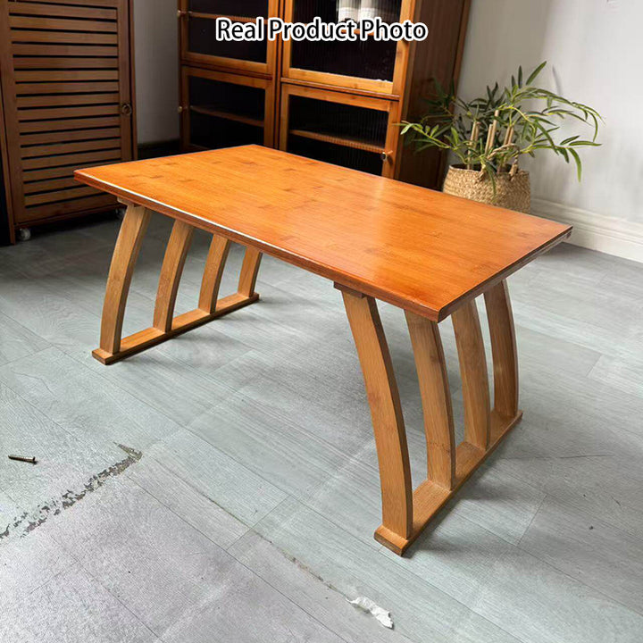 Mesa de centro rectangular curva de bambú de estilo chino tradicional para sala de estar 