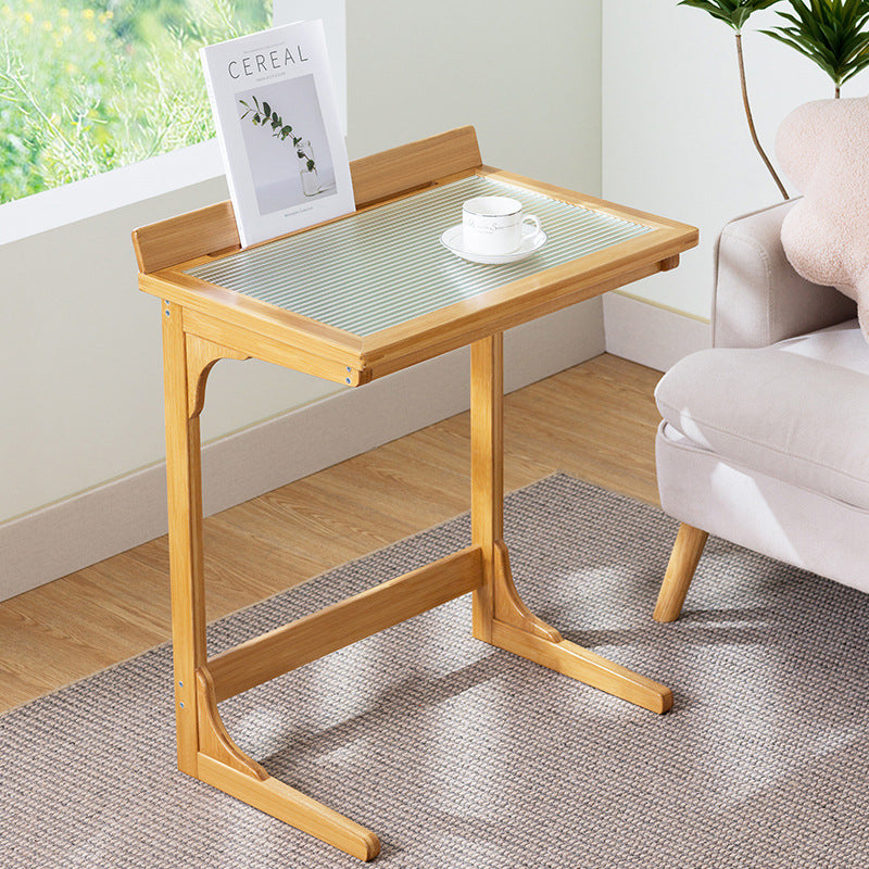 Moderner minimalistischer rechteckiger Bambus-Glas-Tisch für das Wohnz –  BulbSquare