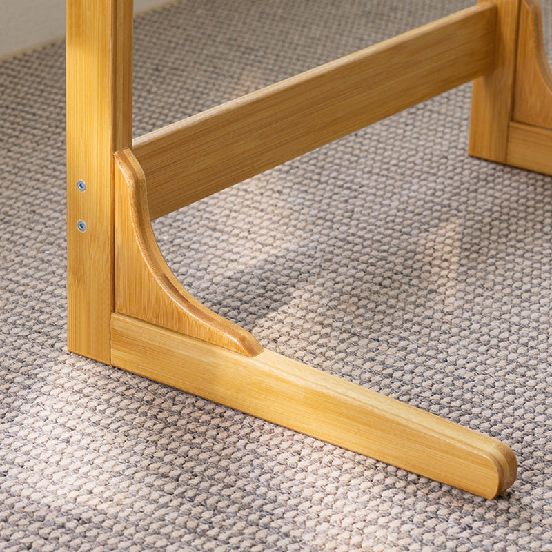 Modern Minimalist Rectangular Bamboo Glass Tabletop End Table For Living Room
