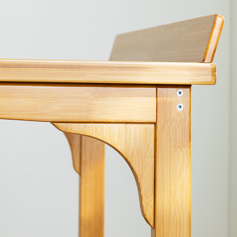 Modern Minimalist Rectangular Bamboo Glass Tabletop End Table For Living Room