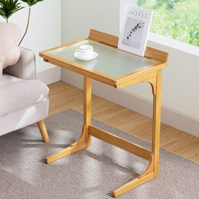 Moderner minimalistischer rechteckiger Bambus-Glas-Tisch für das Wohnzimmer 