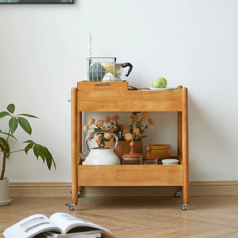 Mesa de centro moderna minimalista con marco de madera maciza removible rectangular y superficie de vidrio de 2 niveles y 1 bandeja para sala de estar 