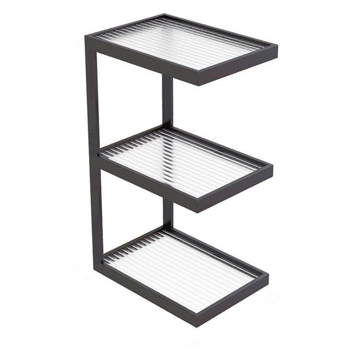 Moderner minimalistischer rechteckiger Eisenrahmen-Glas-Beistelltisch mit 3/4 Ebenen für das Wohnzimmer 