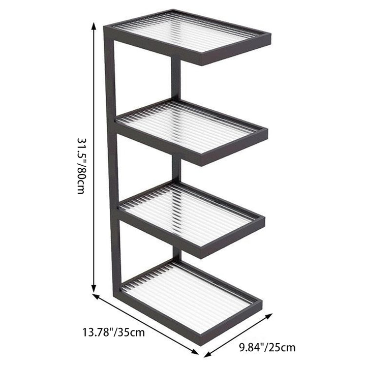 Moderner minimalistischer rechteckiger Eisenrahmen-Glas-Beistelltisch mit 3/4 Ebenen für das Wohnzimmer 