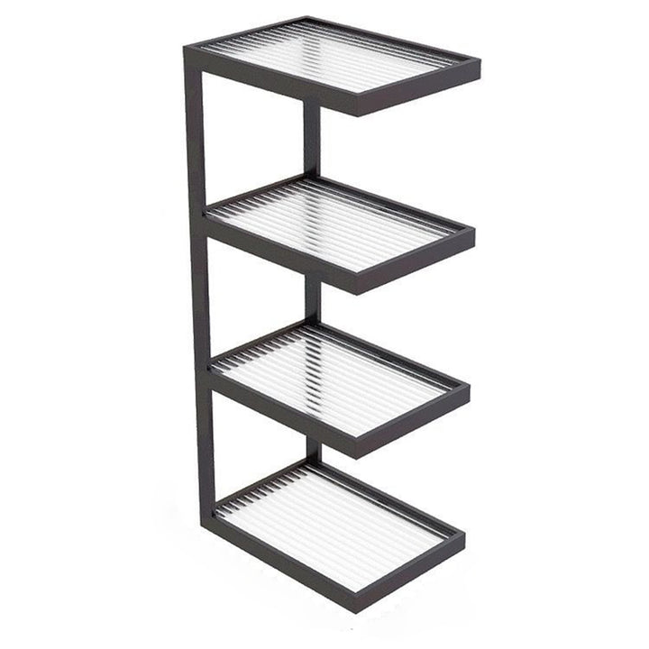 Moderner minimalistischer rechteckiger Eisenrahmen-Glas-Beistelltisch mit 3/4 Ebenen für das Wohnzimmer 