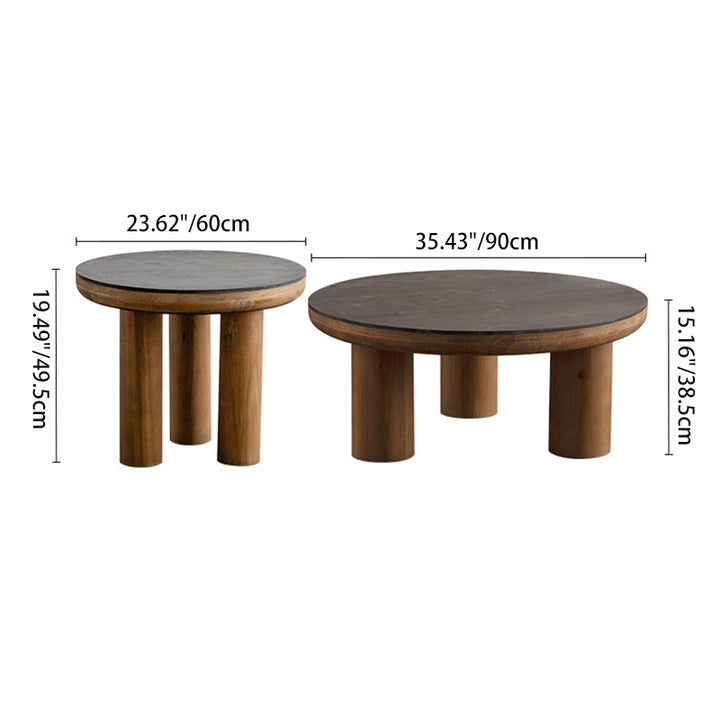 Table basse ronde en cèdre vintage traditionnelle pour salon 