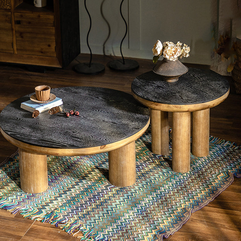 Table basse ronde en cèdre vintage traditionnelle pour salon 