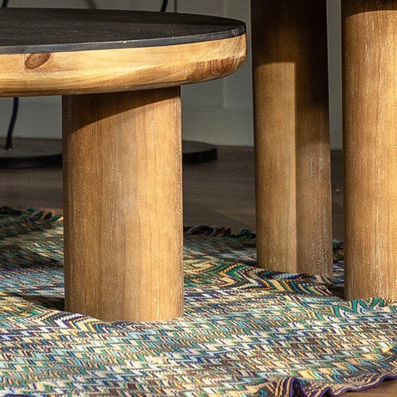 Table basse ronde en cèdre vintage traditionnelle pour salon 