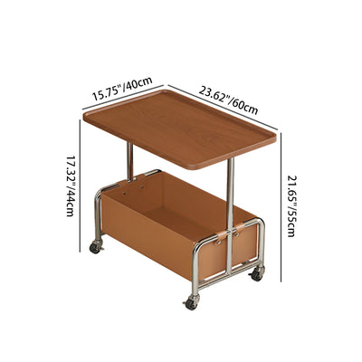 Modern Minimalist Rectangular Iron Frame High Density Panel Artificial Leather End Table 1-Storage For Living Room
