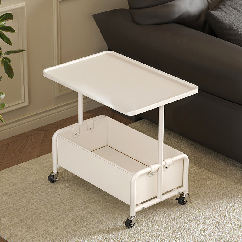 Modern Minimalist Rectangular Iron Frame High Density Panel Artificial Leather End Table 1-Storage For Living Room