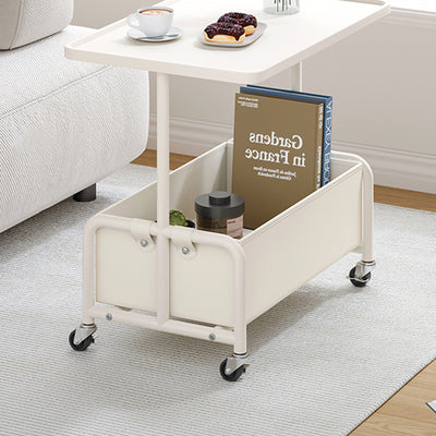 Modern Minimalist Rectangular Iron Frame High Density Panel Artificial Leather End Table 1-Storage For Living Room