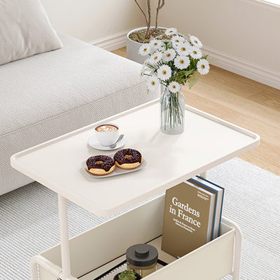 Modern Minimalist Rectangular Iron Frame High Density Panel Artificial Leather End Table 1-Storage For Living Room