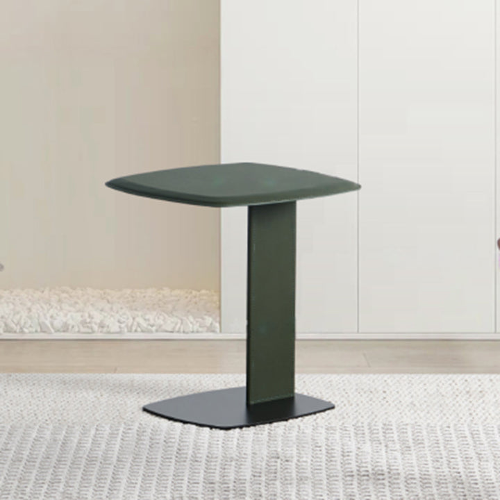 Moderner minimalistischer rechteckiger Beistelltisch aus Kunstsattelleder und Carbonstahl für das Wohnzimmer 