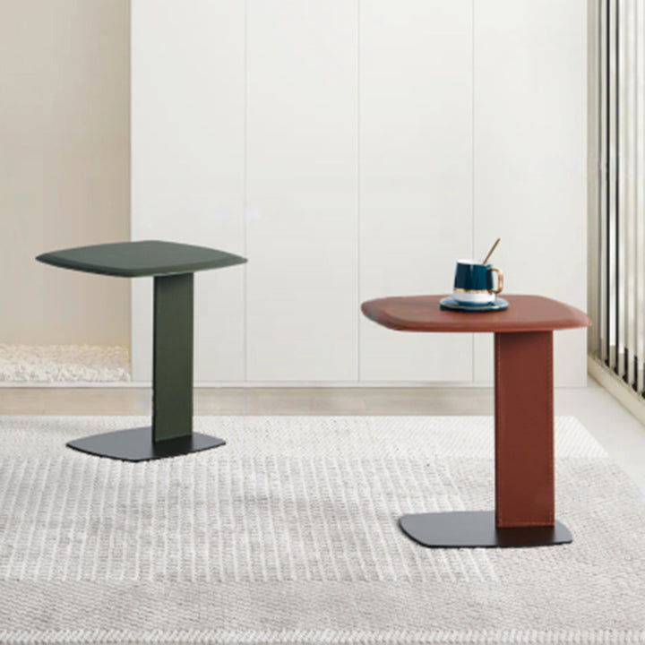 Moderner minimalistischer rechteckiger Beistelltisch aus Kunstsattelleder und Carbonstahl für das Wohnzimmer 